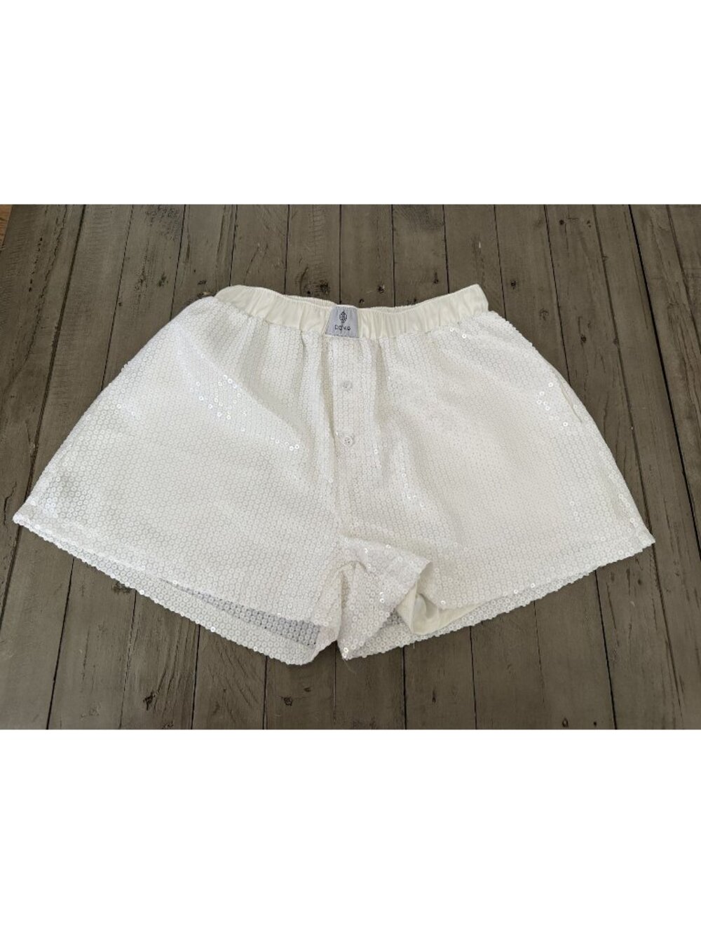 Parke Sequin Boxer Shorts White Size Small